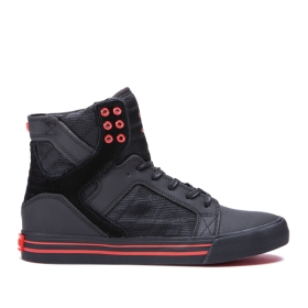 Supra Mens SKYTOP Black/black/Risk Red High Top Shoes | CA-58413